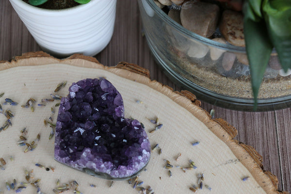 Raw Amethyst Cluster Heart